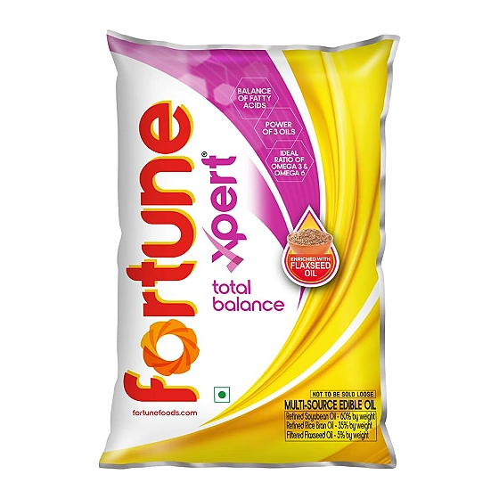 Fortune Xpert Total Balance Oil 850g pouch | Blend of Rice Bran, Soyabean & Flaxseed | Balance of Fats & Omega 3 : Omega 6 | Best for Heart Health