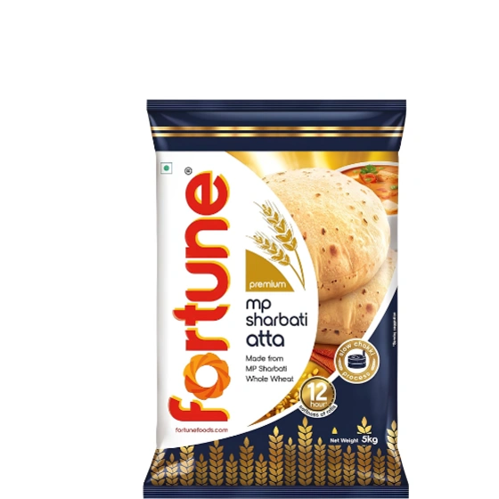Fortune Premium Sharbati Atta 5Kg | 100% MP Sharbati Whole Wheat Flour | Soft & Fluffy Rotis | High Fiber & Protein Rich Flour