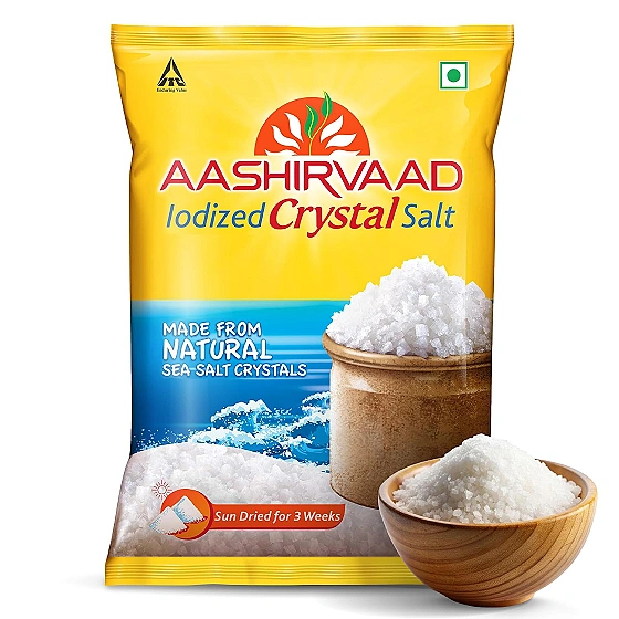 Aashirvaad Iodized Crystal Salt, Authentic Crystal Salt for Traditional Dishes, 1kg