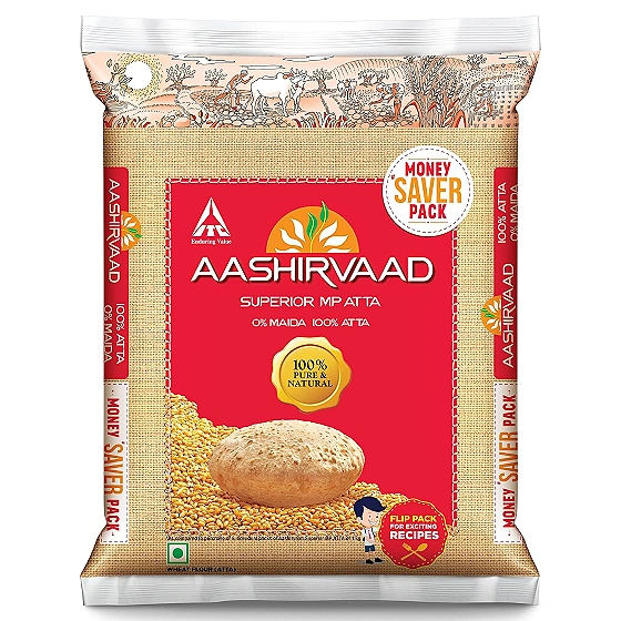 Aashirvaad Superior MP Atta, 10kg, 100% Whole Wheat Flour, 0% Maida