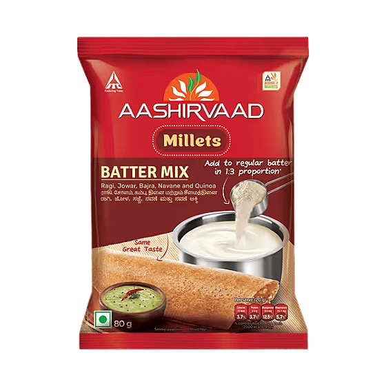 Aashirvaad Millets Batter Mix - Mixed Flour Rich In Fibre & Protein 80 g