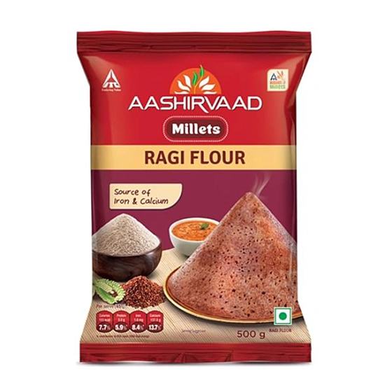 Aashirvaad Millets Ragi Flour, 500 Gram Pack, HProtein igh Fibre & Atta | Gluten-Free Flour