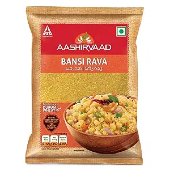 Aashirvaad Bansi Rava, 500g - Color sorted for quality and purity