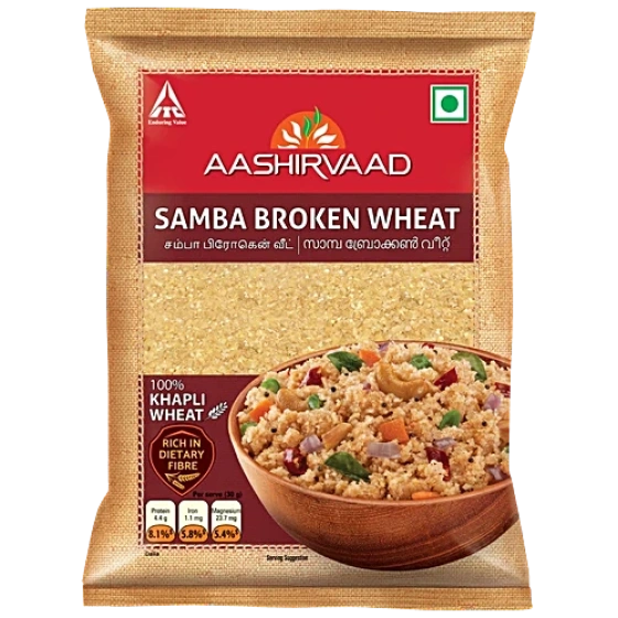 Aashirvaad Samba Broken Rava - Made From Khapli Wheat, Rich In dietary fibre, 500 g