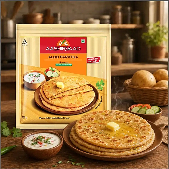 Aashirvaad Aloo Paratha - Heat & Eat, 400 g 1pack
