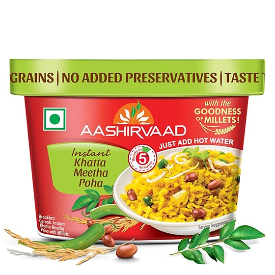 Aashirvaad Instant Khatta Meetha Poha, 80g, Ready to Eat Poha | 5 Mins Instant Breakfast